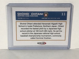 lot 421 image: Shohei Ohtani Nippon Ham Fighters ACEO Baseball Rookie Card Los Angeles Angels RC #11