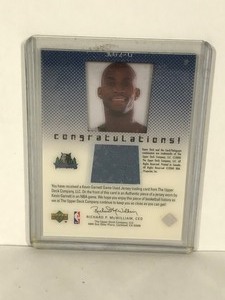 lot 433 image: KEVIN GARNETT 2000 UPPER DECK SLAM FLIGHT GEAR JERSEY PATCH Basketball Card Timberwolves #KG2_G