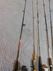 lot 197 image: Steel fishing rod, 2) 2pc and 4 other fishing rods