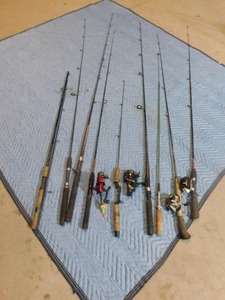 lot 199 image: 2pc, steel, and 7 other fishing rods and 4 reels