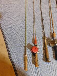 lot 204 image: 6 Steel fishing rods and 2 reels