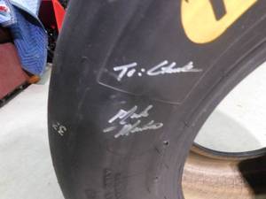 lot 10 image: Mark Martin signed race car tire