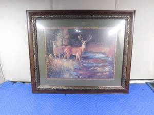 lot 215 image: Home Interior deer print in frame