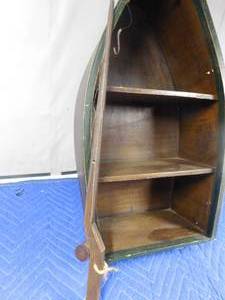 lot 221 image: Wood boat shelf with wood fishing rod decor