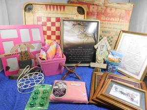 lot 248 image: Carrom game board, tablecloth, sheet set, Easter items, picture frames and more
