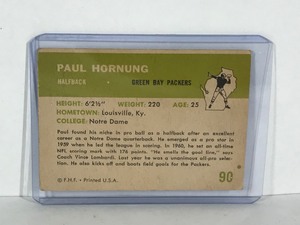 lot 452 image: 1961 Fleer Paul Hornung Football Card #90