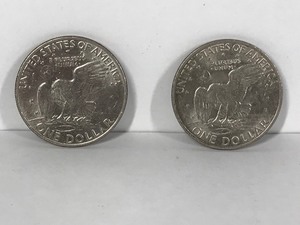 lot 476 image: 2 - 1972 Eisenhower 1 Dollar Coins - One is a D