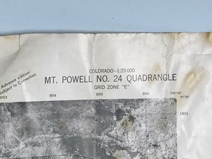lot 481 image: 1942 Restricted War Department Corps of Engineers MT. Powell, Colorado No. 24 Quadrangle Grid Zone E Topo Map