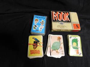 lot 448 image: 5 decks of vintage card games with instructions for some