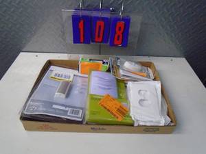 lot 108 image: Flat of electronics or plumbing store pulls. As shown.