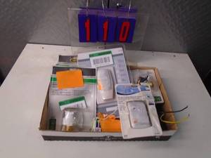 lot 110 image: Flat of electronics or plumbing store pulls. As shown.