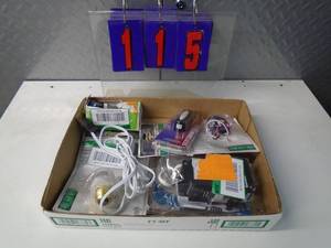 lot 115 image: Flat of electronics or plumbing store pulls. As shown.