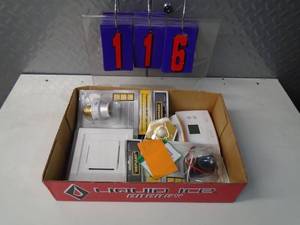 lot 116 image: Flat of electronics or plumbing store pulls. As shown.