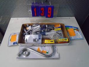 lot 139 image: Flat of electronics or plumbing store pulls. As shown.