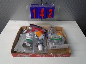 lot 142 image: Flat of electronics or plumbing store pulls. As shown.