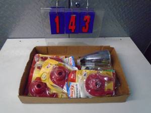 lot 143 image: Flat of electronics or plumbing store pulls. As shown.
