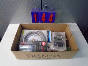 lot 144 image: Flat of electronics or plumbing store pulls. As shown.