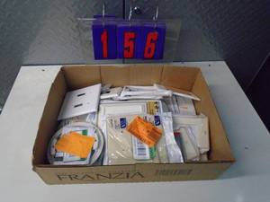 lot 156 image: Flat of electronics or plumbing store pulls. As shown.