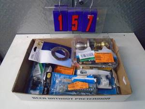 lot 157 image: Flat of electronics or plumbing store pulls. As shown.