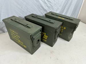 3 - 30 Cal. US Military Ammo Cans - 1 is Dented