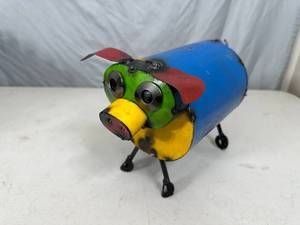 New Recycled Metal Pig with Curly Q Tail