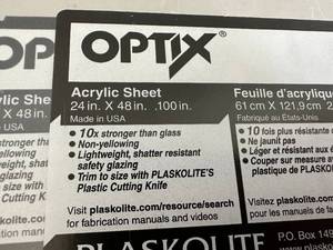 New Optix Acrylic Sheet 24 x 48 x .100