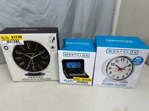 3 New Clocks Including Crosley Vintage Metal Clock
