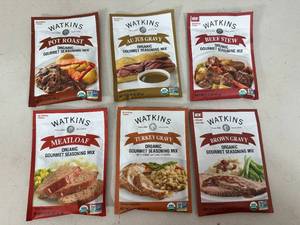 6 New Watkins Gravy, Meatloaf, Stew Mixes