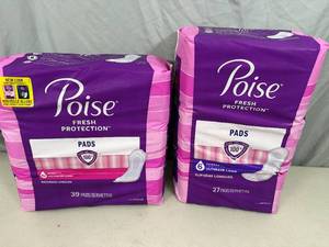 2 New Large Packages of Poise Pads