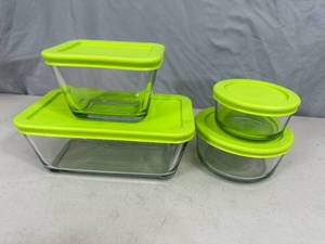 4 New Anchor Glass Food Storage Containers with Lids