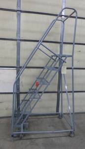 6 step rolling ladder 24 in wide step, 60 in to the top step