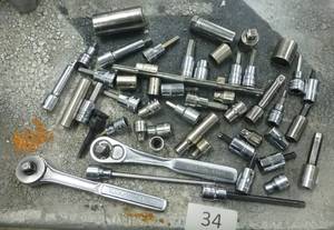 lot of two 38 ratchets and mix of metric and SAE sockets