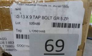 Box of 12-13x9 tap bolt grade 5 - about 30 of them