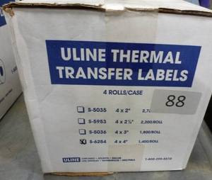 Full case of 4x4 inch thermal transfer labels - 4 rolls