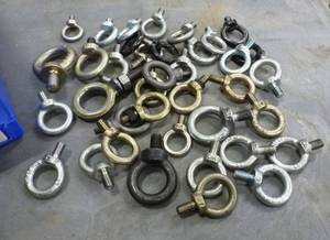 Bin of small eye bolts