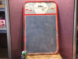 lot 92 image: Vintage Olin Agricultural Metal ChalkMessage Sign