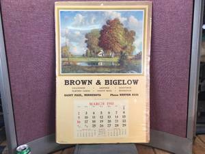 lot 147 image: Vintage Preserved Brown & Bigelow Calendar Sheet - 1941