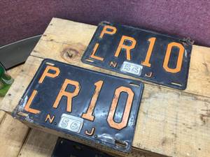 lot 155 image: Vintage Pair New Jersey License Plates 1956