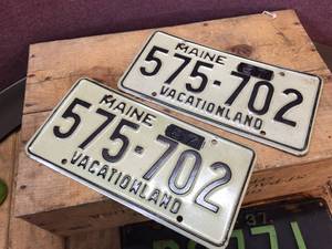 lot 158 image: Vintage Pair Maine License Plates