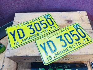 lot 159 image: Vintage Pair Minnesota License Plates