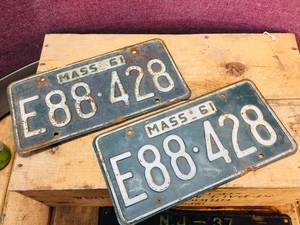 lot 160 image: Vintage Pair Mass. License Plates