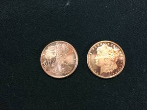 lot 181 image: 2 One Ounce .999 Copper Coins