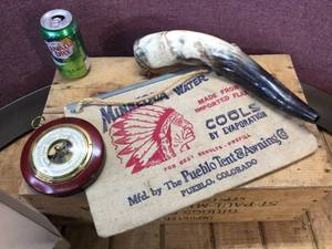 lot 203 image: Vintage Minnequa Water Bag - Barometer - Horn