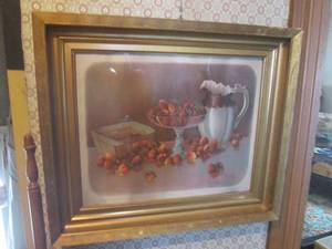 (H) Vintage Framed R LeRoy Print 25 x 21 12