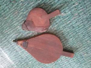 (R2) 2 Vintage Wood Fireplace Bellows 22 and 13 Long