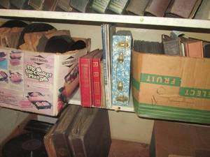 (R1) Shelf of Assorted Vintage and Antique Records Some In Albums