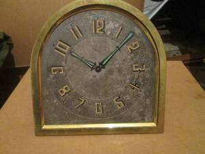 (R1) Vintage Brass Clock Made In France - Heavy - 8 H x 7 78 W