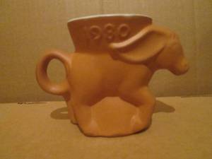 (R1) Vintage Frankoma Pottery 1980 Democrat Donkey CupMug
