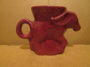 (R1) Vintage Frankoma Pottery 1984 Democrat Donkey CupMug
