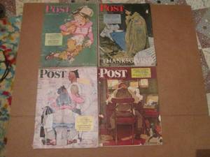 (R2) 4 Vintage The Saturday Evening Post Magazines from 1943 44 and 45